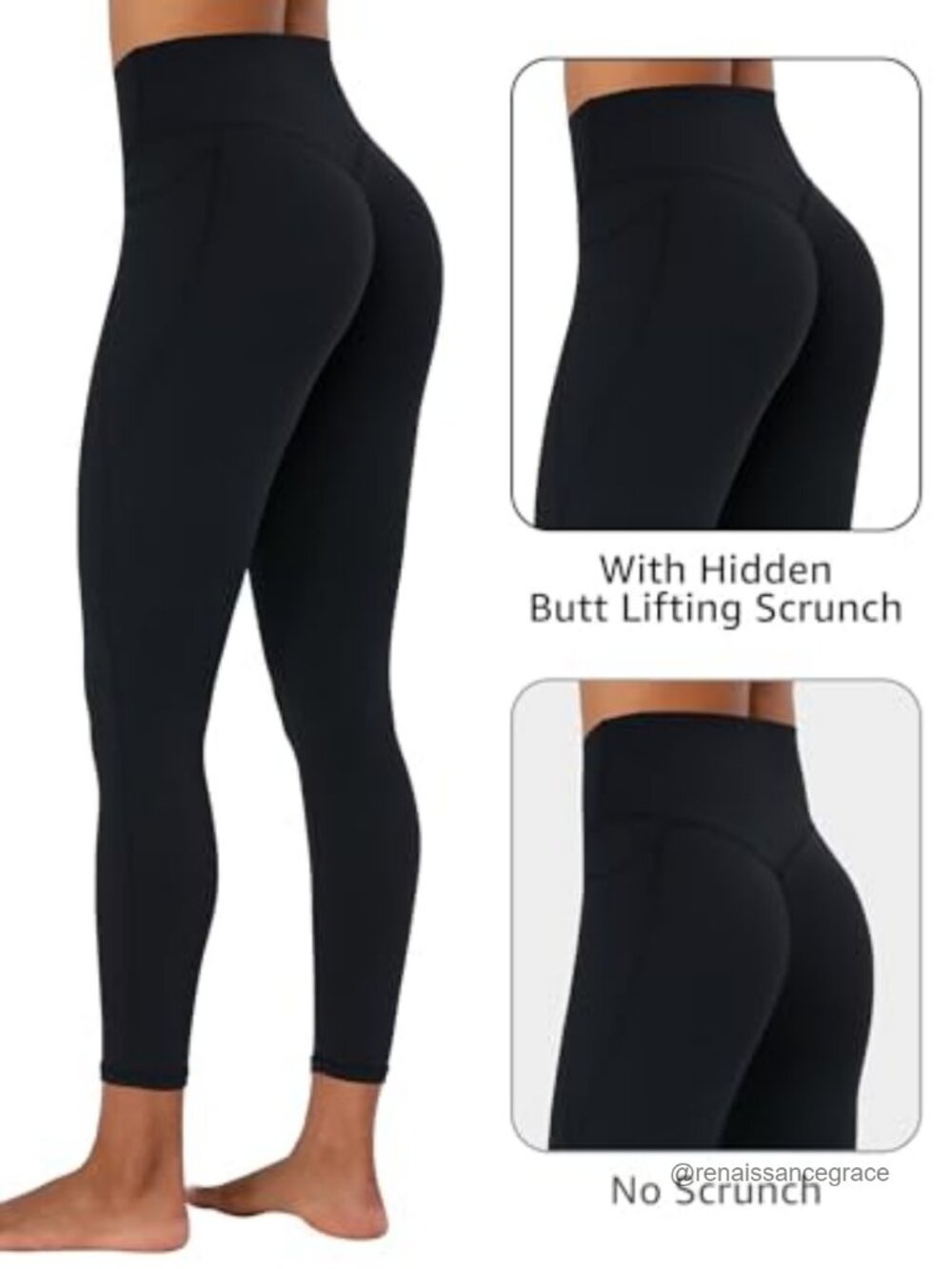 Sunzel No Front Seam Crossover Waist Workout Leggings with Pockets High Rise - Picture 3 of 6